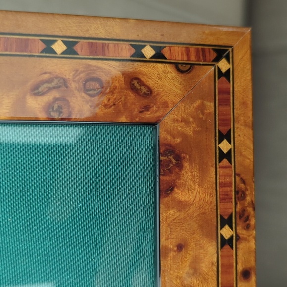 Burlwood Inlaid Marquetry 5 X 7 Picture Frame - Picture 2 of 6